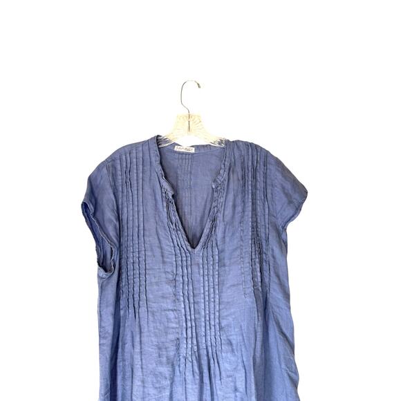 Free People CP Shades Dress Blue Lagenlook Linen Regina Tunic Relaxed Large‎ - Picture 4 of 15
